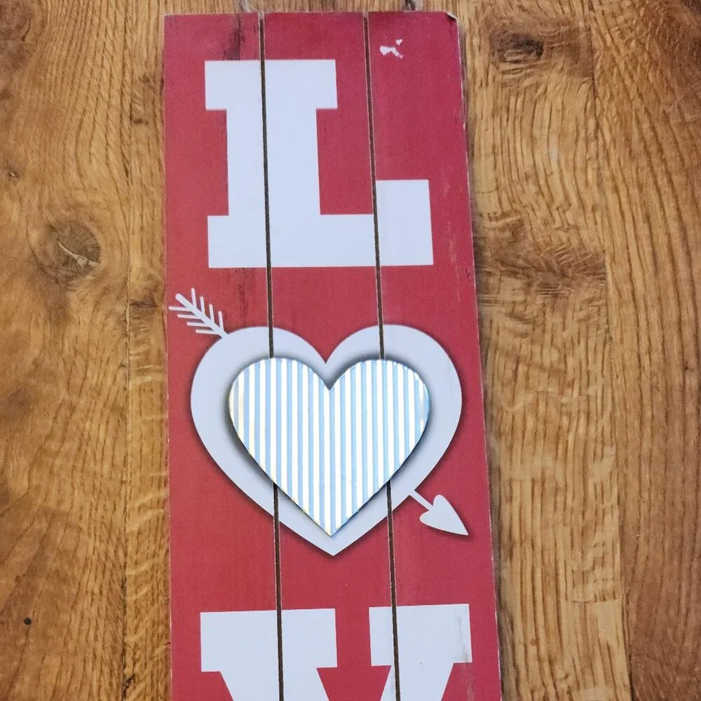 Modern Farmhouse Valentine's Distressed Wood Home Accent